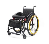 CFMAIF Silla de ruedas autopropulsada plegable,Aluminio, de tránsito,para transporte, Freno manual, reposapiés abatible(Gold,38cm/14.9in Seat)