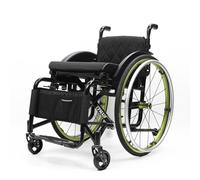 CFMAIF Silla de ruedas de aluminio, Plegable, Autopropulsable,de tránsito,para minusválidos,Reposapiés abatibles,Frenos de mano(Green,38cm/14.9in Seat)