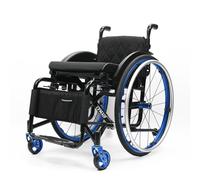 CFMAIF Silla de ruedas de aluminio, Plegable, Autopropulsable,de tránsito,para minusválidos,Reposapiés abatibles,Frenos de mano(Blue,42cm/16.5in Seat)