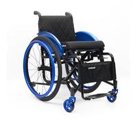 CFMAIF Silla de ruedas de tránsito, de aluminio para viajes, Plegable, Ultraligera, con freno de mano, con bolsa de transporte, Estrecha(Blue,43cm/16.9inSeat)