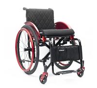 CFMAIF Silla de ruedas de tránsito, de aluminio para viajes, Plegable, Ultraligera, con freno de mano, con bolsa de transporte, Estrecha(Red,43cm/16.9inSeat)