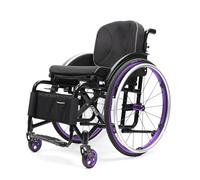 CFMAIF Silla de ruedas ligera plegable de aluminio, de tránsito,para minusválidos,Autopropulsable,Reposapiés abatibles,Frenos de mano(Purple,40cm/15.7in Seat)