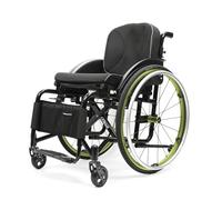 CFMAIF Silla de ruedas ligera plegable de aluminio, de tránsito,para minusválidos,Autopropulsable,Reposapiés abatibles,Frenos de mano(Green,40cm/15.7in Seat)