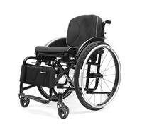 CFMAIF Silla de ruedas ligera plegable de aluminio, de tránsito,para minusválidos,Autopropulsable,Reposapiés abatibles,Frenos de mano(Black,43cm/16.9in Seat)