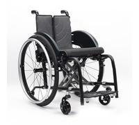 CFMAIF Silla de ruedas ligera plegable de aluminio, Reposapiés desmontables, Frenos manuales, la silla transporte es portátil, Antivuelco(Black,43cm/16.9in Seat)