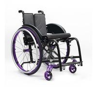 CFMAIF Silla de ruedas ligera plegable de aluminio, Reposapiés desmontables, Frenos manuales, la silla transporte es portátil, Antivuelco(Purple,38cm/14.9in Seat)