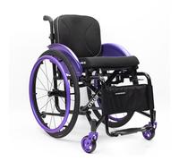 CFMAIF Silla de ruedas plegable, Autopropulsable, de tránsito, para traslado, Aluminio, Ligera, Reposapiés abatibles, Estrecha(Purple,43cm/16.9in Seat)