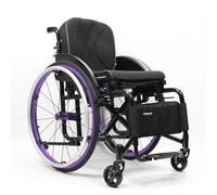 CFMAIF Silla de ruedas plegable, ligera, de tránsito,para minusválidos,Autopropulsable,Aluminio, Silla de Transporte,Frenos de mano(Purple,38cm/14.9in Seat)