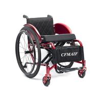 CFMAIF Silla de ruedas portátil de transporte de aluminio, silla de viaje plegable para adultos, sillas de ruedas manuales autopropulsadas, ruedas antivuelco (negro, asiento de 36 cm)