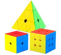 CFMOUR Speed Cube Set - Moyu Meilong 2x2x2 3x3x3 Pyramid Cube Bundle | Stickerless Magic Cubes with Smooth Turning | Brain Teaser Puzzle Toy