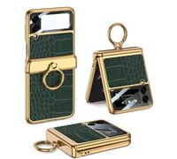 CFPLZFY Funda Plegable magnética de Cuero para Samsung Galaxy Z Flip 4 5G, Cubierta Protectora del teléfono Todo Incluido para Z Flip4, Carcasa Anti-caída con Anillo de galvanoplastia