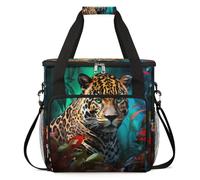 cfpolar Bolsa de transporte para cafetera, bolsa de almacenamiento de viaje compatible con K-Mini y K-Mini Plus, funda portátil de una sola porción para cápsulas K-Cup, hojas coloridas de leopardo