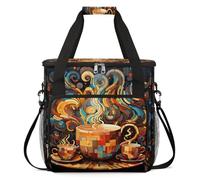 cfpolar Bolsa de transporte para cafetera, bolsa de almacenamiento de viaje compatible con K-Mini y K-Mini Plus, funda portátil de una sola porción para cápsulas K-Cup, taza de café aztecas abstractas