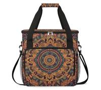 cfpolar Bolsa de transporte para cafetera, bolsa de almacenamiento de viaje compatible con K-Mini y K-Mini Plus, funda portátil de una sola porción para cápsulas K-Cup, flores de mandala étnicas