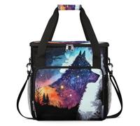 cfpolar Bolsa de transporte para cafetera, bolsa de almacenamiento de viaje compatible con K-Mini y K-Mini Plus, funda portátil de una sola porción para cápsulas K-Cup, lobo cielo estrellado