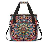 cfpolar Bolsa de transporte para cafetera, bolsa de almacenamiento de viaje compatible con K-Mini y K-Mini Plus, funda portátil de una sola porción para cápsulas K-Cup, flores de mandalas geométricas