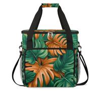 cfpolar Bolsa de transporte para cafetera, bolsa de almacenamiento de viaje compatible con K-Mini y K-Mini Plus, funda portátil de una sola porción para cápsulas K-Cup, hojas de palma verde y naranja