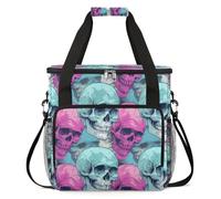 cfpolar Bolsa de transporte para cafetera, bolsa de almacenamiento de viaje compatible con K-Mini y K-Mini Plus, funda portátil de una sola porción para cápsulas K-Cup, calaveras coloridas y geniales