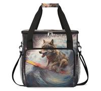 cfpolar Bolsa de transporte para cafetera, bolsa de almacenamiento de viaje compatible con K-Mini y K-Mini Plus, funda portátil de una sola porción para cápsulas K-Cup, Cool Wolf Surfing en el espacio