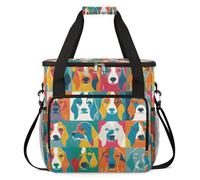 cfpolar Bolsa de transporte para cafetera, bolsa de almacenamiento de viaje compatible con K-Mini y K-Mini Plus, funda portátil de una sola porción para cápsulas K-Cup, lindo perro colorido a cuadros