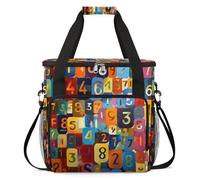 cfpolar Bolsa de transporte para cafetera, bolsa de almacenamiento de viaje compatible con K-Mini y K-Mini Plus, funda portátil de una sola porción para cápsulas K-Cup, números coloridos a cuadros
