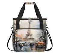 cfpolar Bolsa de transporte para cafetera, bolsa de almacenamiento de viaje compatible con K-Mini y K-Mini Plus, funda portátil de una sola porción para cápsulas K-Cup, pintura al óleo de la Torre