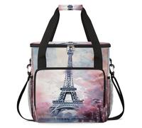 cfpolar Bolsa de transporte para cafetera, bolsa de almacenamiento de viaje compatible con K-Mini y K-Mini Plus, funda portátil de una sola porción para cápsulas K-Cup, pintura de la Torre Eiffel