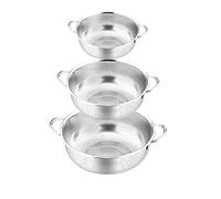 cfpqv 16,5 cm, 19,5 cm, 22,5 cm, juego de 3 coladores de acero inoxidable, cesta de acero inoxidable, cesta multiorificios, colador de lavandería, colador de desagüe, archivador, pared (plateado,