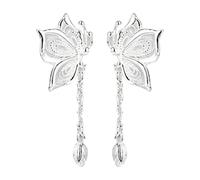 cfpqv 2025 Nuevos pendientes de borla de mariposa hueca para mujer, diseño versátil, pendientes de borla hechos de plata de ley S925, adecuados para el ocio G Ifts and Daily Dragon Rock Pendientes,