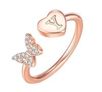 cfpqv Anfangsbuchstabe Alphabet Ringe AZ Silber und Gold verstellbarer Fingerring für Frauen Mädchen Schmuck Ringe 2 Set mit Gravur, talla única, acero, Sin piedras preciosas