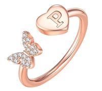 cfpqv Anfangsbuchstabe Alphabet Ringe AZ Silber und Gold verstellbarer Fingerring für Frauen Mädchen Schmuck Ringe 2 Set mit Gravur, talla única, acero, Sin piedras preciosas