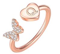 cfpqv Anfangsbuchstabe Alphabet Ringe AZ Silber und Gold verstellbarer Fingerring für Frauen Mädchen Schmuck Ringe 2 Set mit Gravur, talla única, acero, Sin piedras preciosas