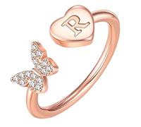 cfpqv Anfangsbuchstabe Alphabet Ringe AZ Silber und Gold verstellbarer Fingerring für Frauen Mädchen Schmuck Ringe 2 Set mit Gravur, talla única, acero, Sin piedras preciosas