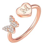 cfpqv Anfangsbuchstabe Alphabet Ringe AZ Silber und Gold verstellbarer Fingerring für Frauen Mädchen Schmuck Ringe 2 Set mit Gravur, talla única, acero, Sin piedras preciosas