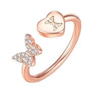 cfpqv Anfangsbuchstabe Alphabet Ringe AZ Silber und Gold verstellbarer Fingerring für Frauen Mädchen Schmuck Ringe 2 Set mit Gravur, talla única, acero, Sin piedras preciosas