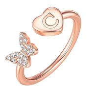 cfpqv Anfangsbuchstabe Alphabet Ringe AZ Silber und Gold verstellbarer Fingerring für Frauen Mädchen Schmuck Ringe 2 Set mit Gravur, talla única, acero, Sin piedras preciosas