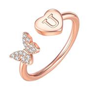 cfpqv Anfangsbuchstabe Alphabet Ringe AZ Silber und Gold verstellbarer Fingerring für Frauen Mädchen Schmuck Ringe 2 Set mit Gravur, talla única, acero, Sin piedras preciosas