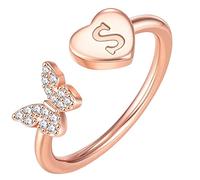 cfpqv Anfangsbuchstabe Alphabet Ringe AZ Silber und Gold verstellbarer Fingerring für Frauen Mädchen Schmuck Ringe 2 Set mit Gravur, talla única, acero, Sin piedras preciosas