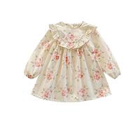 cfpqv Bebé Niña Casual Manga Larga Volantes Flores Fragmentos Vestido Princesa Vestido Ropa Taller de Navidad, a, 6-7 años