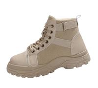 cfpqv Botas de combate para mujer y hombre, botas de combate, con cordones, botines con cordones, botas de trabajo, antideslizantes, para senderismo, trekking, Blanco, 41 EU