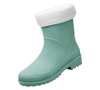 cfpqv Botas de goma para mujer, medias altas, botas de lluvia, forradas, botas de goma impermeables, botines al aire libre, zapatos de jardín, antideslizantes, botines de goma, botines de invierno