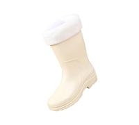 cfpqv Botas de lluvia cortas para mujer, bota de lluvia para mujer, bota de jardín, de goma, para trabajar con comodidad, elegantes zapatos para mujer con tacón, beige, 36 EU