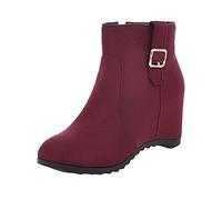 cfpqv Botines de ante para mujer con tacón, medias botas de vaquero, botas de trabajo, botas occidentales, botas cortas, botas de otoño, botas de invierno, botas de equitación, Vino, 38 EU