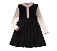 cfpqv Caso Plus Size Dress Temperament Elegant Lapel Long Sleeved Slim Microfat Sister Long Velvet Dresses Hand Chain Hombre, Negro , 10-11 años