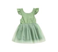 cfpqv Cool Girl Dress Baby Dress Niña Vestido de color sólido con mangas voladoras Opción Multicolor Cadena de pantalones E Girl, verde, 1-2 años
