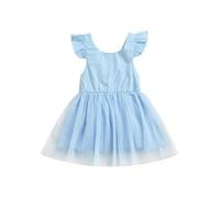 cfpqv Cool Girl Dress Baby Dress Niña Vestido de color sólido con mangas voladoras Opción Multicolor Cadena de pantalones E Girl, azul, 1-2 años