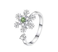 cfpqv Elegante anillo de flores para mujer, para aliviar el estrés, circonia cúbica, colgante de copo de nieve, azul, abierto, ajustable, anillos de apilamiento, joyas para mamá, cumpleaños, San