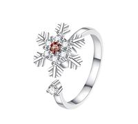cfpqv Elegante anillo de flores para mujer, para aliviar el estrés, circonia cúbica, colgante de copo de nieve, azul, abierto, ajustable, anillos de apilamiento, joyas para mamá, cumpleaños, San