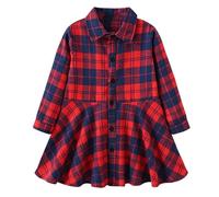 cfpqv Europe and The States Children's Clothing Girl Plaid Shirt Children Skirt Spring and Autumn New Medium Children Waist Slim Fit Casual Dress Niñas Faldas Talla 140, rojo, 4-5 años
