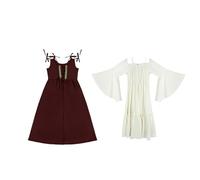 cfpqv European and American Square Collar Bundle Waist Medieval Retro Dress Adventsstorychten in 24 capítulos, rojo, 7-8 años
